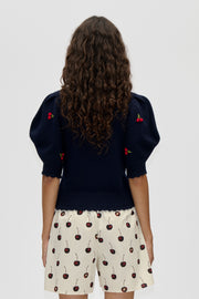 Stine Goya Bobble Knit Polo Cardigan Knit Cherries Bobble