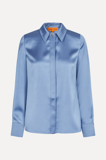 Stine Goya Collared Fitted Shirt Top Infinity Blue