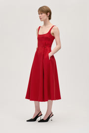 Stine Goya Corset Midi Dress Dress Ruby Red