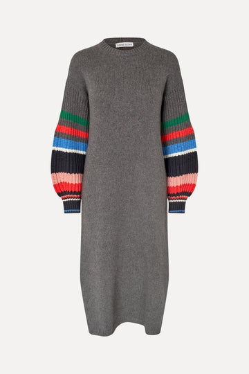 Stine Goya Crewneck Chunky Sleeve Dress Knit Chunky Stripes