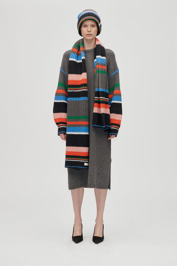 Stine Goya Crewneck Chunky Sleeve Dress Knit Chunky Stripes