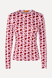 Stine Goya Elastic Long Sleeve Top Top SG Logo Burgundy Pink
