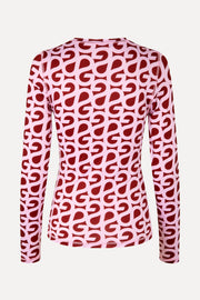 Stine Goya Elastic Long Sleeve Top Top SG Logo Burgundy Pink