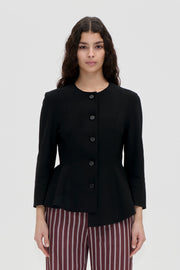 Stine Goya Flared Button-Up Top Top Black