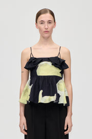 Stine Goya Floral Peplum Top Top Yellow Petunias