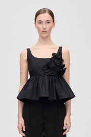 Stine Goya Floral Peplum Top Top Jet Black