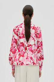 Stine Goya Gathered Highneck Long Sleeve Top Top Brush Stroke Magnolias