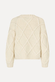 Stine Goya Handknit Cable Sweater Knit Porcelain Cream