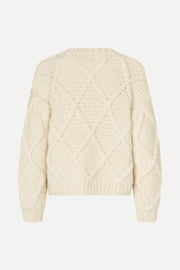 Stine Goya Handknit Cable Sweater Knit Porcelain Cream