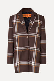 Stine Goya Long Sleeve Boxy Blazer Jacket Weaved Checks