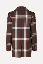 Stine Goya Long Sleeve Boxy Blazer Jacket Weaved Checks