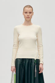 Stine Goya Long Sleeve Carabiner Rib Top Top White