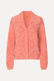 Stine Goya Long Sleeve Cropped Cardigan Knit SG Monogram Pink