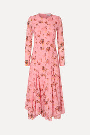 Stine Goya Long Sleeve Ruffling Midi Dress Dress Pink Magnolias
