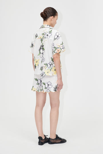 Stine Goya Scalloped Elasticated Waistband Shorts Shorts Wild Flowers Embroidery