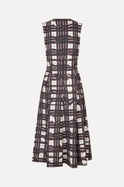 Stine Goya Sleeveless Gathered Midi Dress Dress Checkered Wave Burgundy