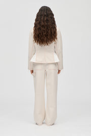 Stine Goya Twist Knee Seam Denim Pant Pants Natural / Contrast Red