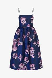 Stine Goya Voluminous Strap Dress Dress Blush Roses On Indigo