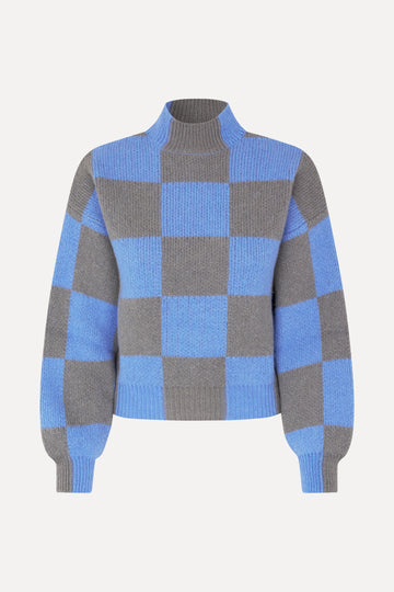 Adonis Sweater - Alaskan Blue Check - Stine Goya