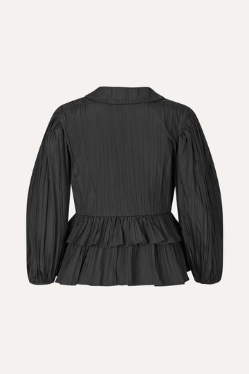 Stine Goya Balloon Sleeve Tie Top Top Black