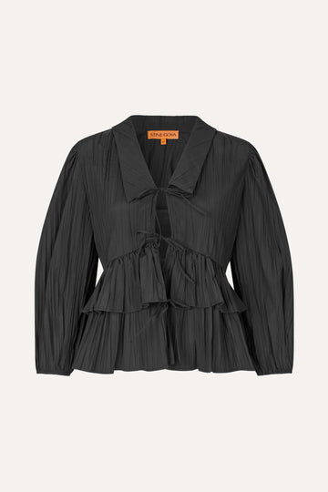 Stine Goya Balloon Sleeve Tie Top Top Black