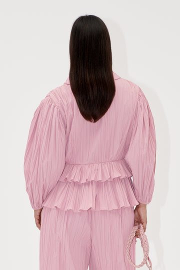 Stine Goya Balloon Sleeve Tie Top Top Pink Nectar