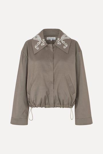 Stine Goya Blouson Eyelet Bomber Jacket Cherries On A Paisley