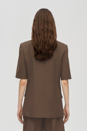 Stine Goya Boxy Short Sleeve Tailoring Jacket Jacket Chicory Coffee