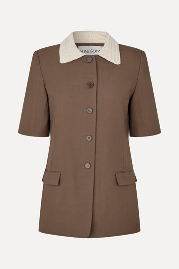 Stine Goya Boxy Short Sleeve Tailoring Jacket Jacket Chicory Coffee