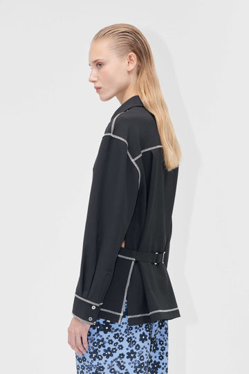Stine Goya Circular Cut Out Adjustable Shirt Top Black