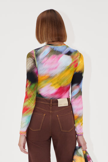 Stine Goya Elastic Long Sleeve Top Top Liquid Floral