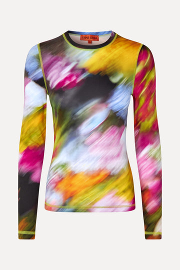Stine Goya Elastic Long Sleeve Top Top Liquid Floral