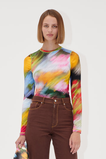 Stine Goya Elastic Long Sleeve Top Top Liquid Floral