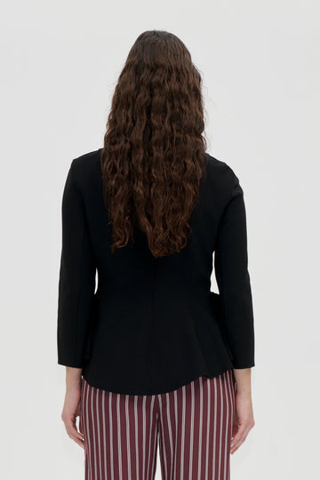 Stine Goya Flared Button-Up Top Top Black