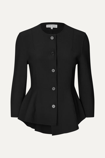 Stine Goya Flared Button-Up Top Top Black