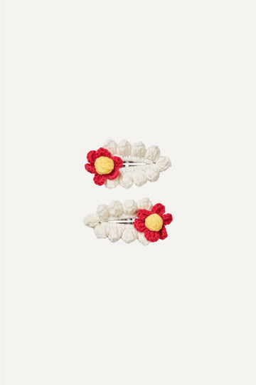 Stine Goya Hand Crocheted Hair Clip Other Red Flowers