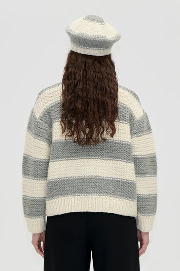 Stine Goya Handknit Sweater Knit Grey And Bold