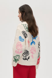 Stine Goya Handknit Sweater Knit Multiflowers