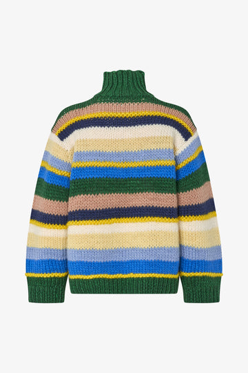Stine Goya Handknit Turtleneck Sweater Knit Bold Multi-Stripes