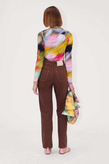 Stine Goya High Waist Straight Cut Pants Pants Chicory Coffee
