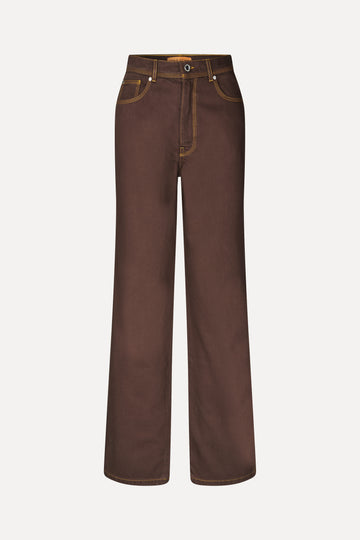 Stine Goya High Waist Straight Cut Pants Pants Chicory Coffee