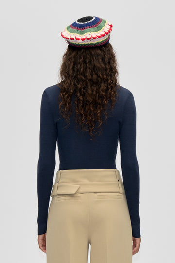 Stine Goya Long Sleeve Crewneck Top Midnight Navy