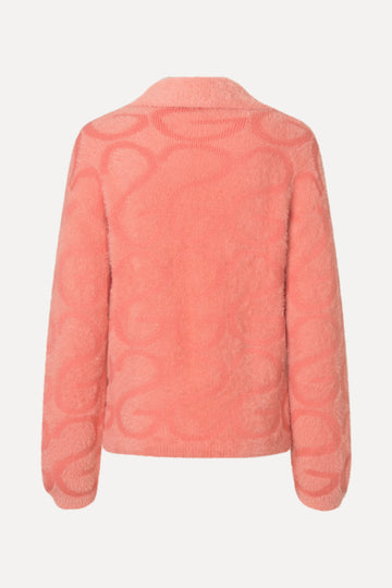 Stine Goya Long Sleeve Cropped Cardigan Knit SG Monogram Pink