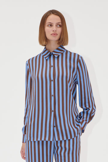 Stine Goya Long Sleeve Shirt Top Embroidery Stripe