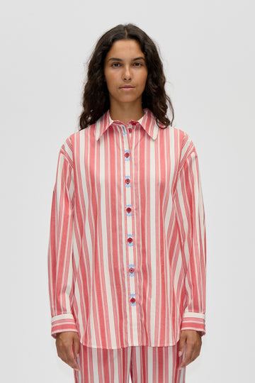 Stine Goya Loose Long Sleeve Shirt Top Scarlet Trot