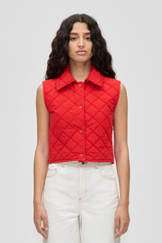 Stine Goya Peplum Collar Jacket Outerwear Natural / Contrast Red