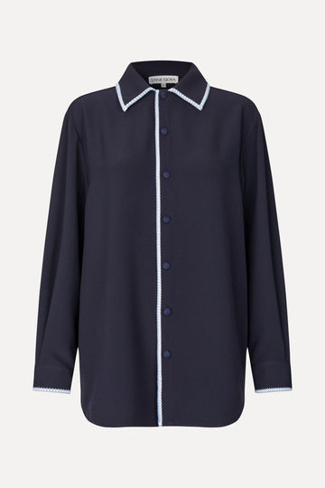 Stine Goya Pocket Oversized Shirt Top Parisian Night