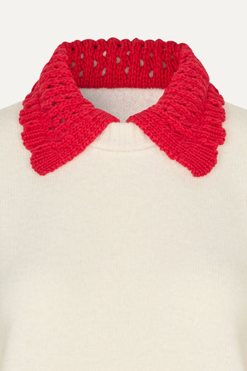 Stine Goya Polo Knit Knit Cream / Red