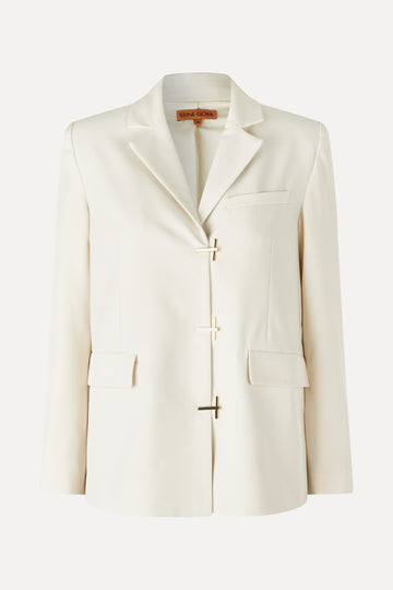 Stine Goya Relaxed Fit Slit Blazer Jacket Ivory / Cornsilk