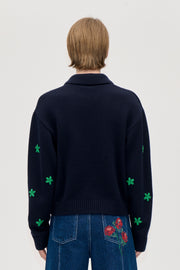 Stine Goya Relief Knit Polo Knit Relief Knitted Flowers